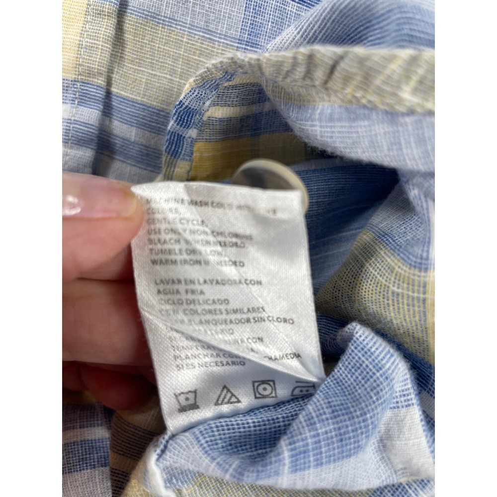 Weatherproof Mens Shirt Short Sleeve Plaid Blue Yellow Cotton XL - Picture 8 of 9